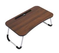 OHS Laptop Tray, Laptop Bed Table with Foldable Legs Reading Holder Notebook Stand Breakfast Bed Tray Book Holder for Sofa Bed Terrace Balcony Large Adjustable Lap Desk, Brown - 60 x 35 x 26cm