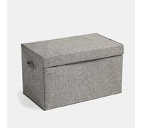 OHS Large Collapsible Storage Box with Lid, Fabric Storage Box for Clothes Book Shelf Office Wardrobe Organizer Bin with Handle Foldable Basket Container, Grey