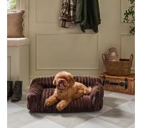 OHS Large Dog Bed Sofa Ribbed Plush Washable Orthopedic Dog Couch, Brown