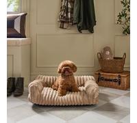 OHS Large Dog Bed Sofa Ribbed Plush Washable Orthopedic Dog Couch, Natural