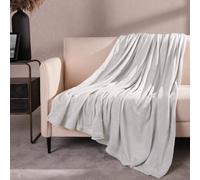 Ohs Large Flannel Fleece Blanket Soft Throw Over Bed Sofa - Silver Grey