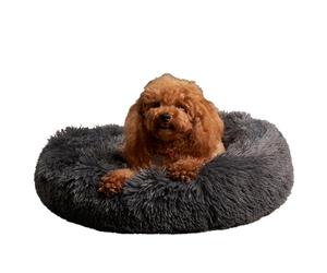 OHS Large Fluffy Dog Bed, Donut Dog Bed Teddy Soft Non Slip Pet Beds Fluffy Cat Bed Warm Sleeping Bedding for Dogs Living Room Kitchen, Charcoal Grey