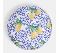 OHS Large Outdoor Cushion Round Decor Garden Filled, Blue Tiles