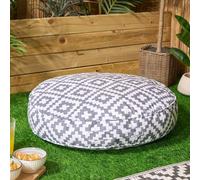 OHS Large Outdoor Cushion Round Decor Garden Filled, Grey Geo