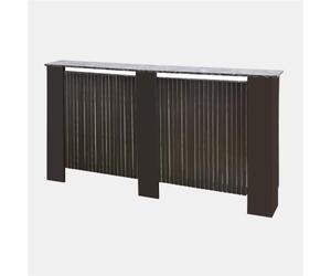 OHS Large Radiator Cover Ribbed, Modern Slatted Front MDF Cabinet Decorative Heater Cover with Top Shelf Radiator Covers for Living Room Bedroom Hallway, Marble Dark Wood - 150 x 82 x 19cm