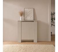 OHS Large Radiator Cover Ribbed Wooden Top Shelf Heater Cover, Stone | Modern Vertical Slat Design for Optimal Heat Circulation MDF Cabinet for Living Room Bedroom Hallway, Size: 150 x 82 x 19cm