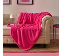 OHS Large Teddy Fleece Throw Blanket in Bright Pink | Size: 200 cm x 240 cm OHS Bright Pink 200 cm x 240 cm