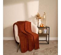 OHS Large Teddy Fleece Throw Blanket in Burnt Orange | Size: 150 cm x 200 cm OHS Burnt Orange 150 cm x 200 cm