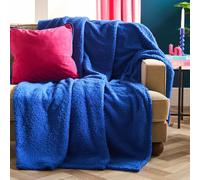 OHS Large Teddy Fleece Throw Blanket in Cobalt | Size: 200 cm x 240 cm OHS Cobalt 200 cm x 240 cm