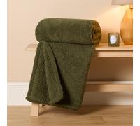 OHS Large Teddy Fleece Throw Blanket in Green | Size: 150 cm × 200 cm OHS Green 150 cm × 200 cm