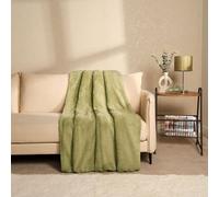 OHS Large Teddy Fleece Throw Blanket in Light Green | Size: 200 cm x 240 cm OHS Light Green 200 cm x 240 cm
