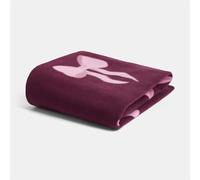 OHS Large Throws for Sofas, Soft Warm Cosy Bow Print Polar Fleece Throw Blanket Over Blanket Couch Lightweight Single Throws for Women & Girls, Burgundy/Pink, 120 x 150cm