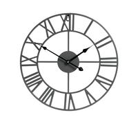 OHS Large Wall Clock 40cm Metal Skeleton Clock Roman Numerals, Charcoal | Battery Operated Decorative Large Wall Clocks for Living Room Kitchen Office Bedroom Home Decor Easy to Install
