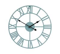 OHS Large Wall Clock Metal Skeleton Clock Roman Numerals 40cm, Blue | Battery Operated Decorative Wall Clocks for Living Room Kitchen Office Bedroom Easy to Install