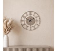 OHS Large Wall Clock Traditional Skeleton Clock Large Numbers 40cm, Natural | Easy To Read Battery Operated Decorative Wall Clocks for Living Room Kitchen Office Bedroom Easy to Install