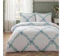 OHS Lattice Duvet Cover Set Embossed Print Quilt Cover, Ivory - King | Botanics Embossed Print Duvet Set in Soft Brushed Ivory Polyester Matching Pillowcases Included Machine Washable