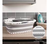 OHS Laundry Basket Collapsible Folding Washing Clothes Storage Space Saving in Grey OHS Grey