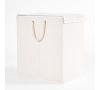 OHS Laundry Basket Foldable Clothing Hamper Washing Boucle Teddy Fleece Storage Bin in Cream OHS Cream