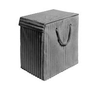 OHS Laundry Basket Ribbed Faux Fur Folding Washing Basket with Lid,Charcoal