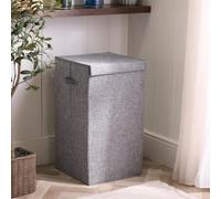 OHS Laundry Basket with Lid, Collapsible Large Laundry Hamper with Handles Foldable Tall Linen Basket Dirty Clothes Hampers for Laundry Room Bedroom Bathroom Dorm, Grey - 66 x 35 x 35cm