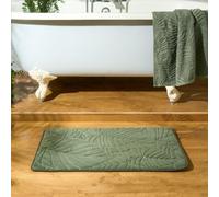 OHS Leaf Embossed Memory Foam Absorbent Non-Slip Bath Mat, Green - 45 X 75Cm