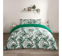 OHS Leaf Green Double Duvet Set, Reversible Bedding Super Soft Double Quilt Cover Green Luxury Decorative Tropical Double Bed Bedding Sets, Forest Green