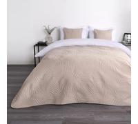 OHS Leaf Pinsonic Throw Over Bed Blanket Quilted Bedspread, Beige - 150 X 200Cm