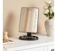 OHS Led Vanity Mirror with Bows Hollywood Mirror, Black - Light Up | Led Light Up Vanity Mirror Black Bow Detail Makeup Dressing Table Hollywood Style