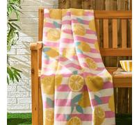 OHS Lemon Stripes Polar Fleece Throw Blanket Lightweight Bedspread | Size: 120 cm x 150 cm OHS Multicolor 120 cm x 150 cm