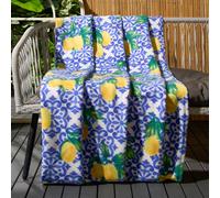 OHS Lemon Throw Polar Fleece Picnic Travel Warm Sofa Chair Blanket Soft Bedspread in Mid Blue | Size: 120 cm x 150 cm OHS Mid Blue 120 cm x 150 cm