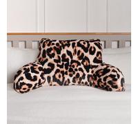 OHS Leopard Cushion Reading Pillow Plush Plump Padded Soft Arms Lumbar Chair Support