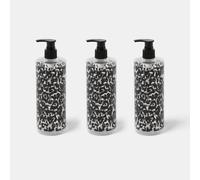 OHS Leopard Dispenser Bottle Set Soap Shampoo Bottles, Black - 3 Pack | 3 Pack Refillable Dispenser Bottles Plastic Bathroom Soap Shampoo Set