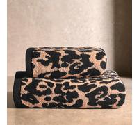 OHS Leopard Hand Towel Absorbent 100% Cotton Luxury Hotel Quality, Natural - 2Pc