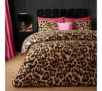 OHS Leopard Print Bedding, Double Duvet Cover Set Super Soft Cosy Comfy Leopard Print Fabric Luxurious Design Modern Double Duvet Set with 2 Matching Pillowcases, Natural