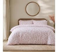 OHS Leopard Print Bedding Duvet Set Double Duvet Cover, Natural - Double | Soft 100% Brushed Cotton Reversible Duvet Cover with 2 Pillowcases Fits Double Bed Machine Washable