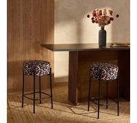 Ohs Leopard Print Boucle Bar Stool Kitchen Chair Pub Seat Home Décor