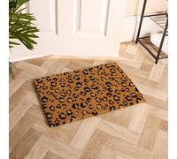 OHS Leopard Print Coir Doormat Non Slip Door Rug in Brown | Size: 40 x 60 cm OHS Brown 40 x 60 cm