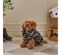 OHS Leopard Print Dog Sweater Teddy Fleece Top Dog Jacket Half Zip Medium