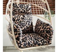 OHS Leopard Print Egg Chair Cushion, Rattan Hanging Swing Chair Cushion with Headrest Soft Thick Padded Egg Chairs for Garden Cushions Indoor Outdoor Use