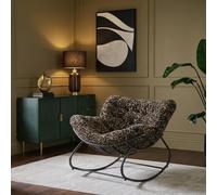 Ohs Leopard Print Fleece Rocking Chair Upholstered Metal Frame Cushioned