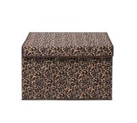 OHS Leopard Print Foldable Storage Box with Lid Large Fabric Basket, Brown
