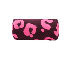 OHS Leopard Print Inflatable Pillow, Bolster Cushion Lightweight Compact Sun Lounger Cushion with Microfibre Cover Back Support Outdoor Cushions Travel Poolside Beach Accessories, Burgundy/Hot Pink