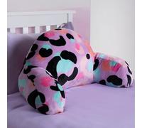 OHS Leopard Print Kids Cuddle Cushion, Reading Pillow for Bed Sofa Super Soft Cosy Fleece Gaming Cushion with Arms Back Support Pillow for Bed Relaxing Comfy, Lilac Purple