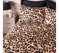 Ohs Leopard Print Microfibre Easy Care 25Cm Deep Fitted Bed Sheet, Natural - King
