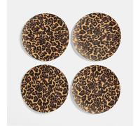 OHS Leopard Print Plastic Plates Reusable Set of 4, Unbreakable Picnic Plates Dishwasher Safe Picnic Plates Set 4 Lightweight Dinner Plate for Kitchen & Outdoor