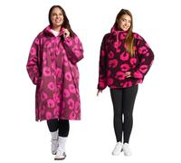 OHS Leopard Print Rain Coats for Women Changing Robe with Hood & Pockets Womens Coats Including Teddy Fleece Jacket Women Half Zip Long Sleeve Womens Clothing for Outdoor Activities, Burgundy - S/M