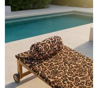 OHS Leopard Print Sun Lounger Towel with Pockets Soft Quick-Dry Absorbent Large Beach Towel in a Bag & Inflatable Bolster Pillow Sun Lounger Travel Cushion Microfibre Summer Holiday Essentials Bundle