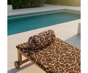 OHS Leopard Print Sun Lounger Towel with Pockets Soft Quick-Dry Absorbent Large Beach Towel in a Bag & Inflatable Bolster Pillow Sun Lounger Travel Cushion Microfibre Summer Holiday Essentials Bundle