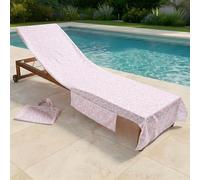 OHS Leopard Print Sunbed Towels with Pockets, Soft Quick-Dry Absorbent Microfibre Large Beach Towel in a Bag Sun Lounger Beach Towels for Adults Summer Holiday Essentials, 75 x 215cm - Stone