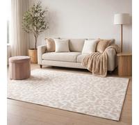 OHS Leopard Print Washable Rug Non Slip Rugs Living Room 120 x 170, Natural | Medium Size Stylish Rugs for Bedroom Dining Room Home Decorations Modern Soft Durable Low Pile Bedroom Carpet Area Rug